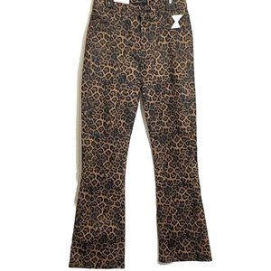 7 For All Mankind Woman Leopard Print High Rise Slim Kick Flare Jeans Size: 26